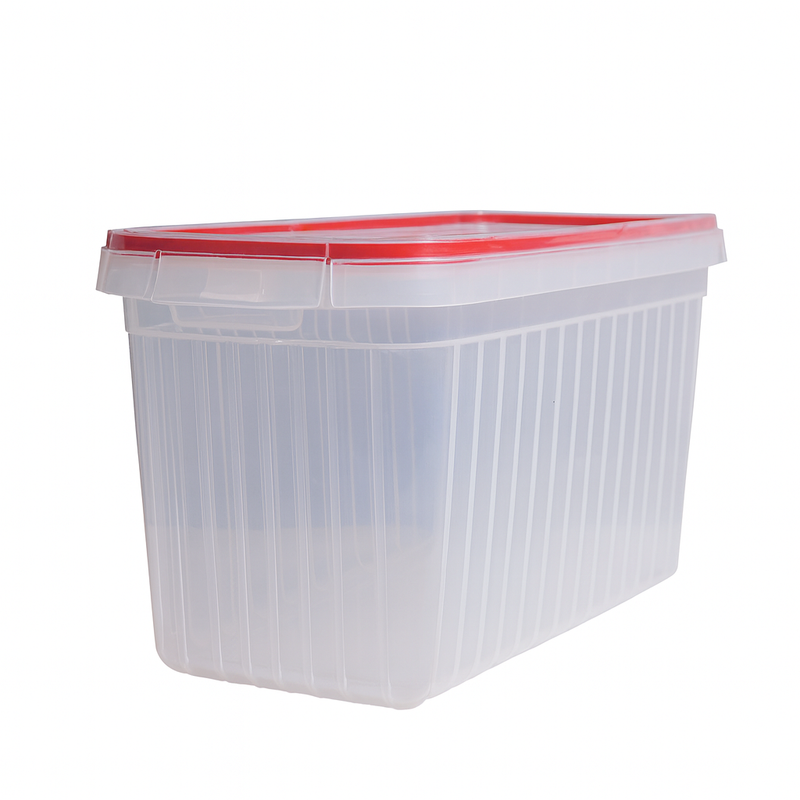 1pc Clear Storage Box 5 Liter – Airtight Plastic Food Storage Container with Colored Lid (Blue, Green, Orange, Red) - Habitt