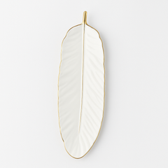 1Pc Leaf Platter Single – Black & White | Elegant Ceramic Serving Platter