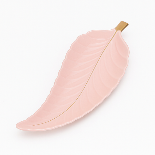1Pc Leaf Platter Single – Grey (Small) & Pink (Large) | Elegant Ceramic Serving Platter