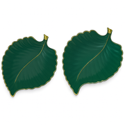 1Pc Leaf Platter Single – Green (Small & Large) | Luxury Ceramic Decorative Serving Tray - Habitt