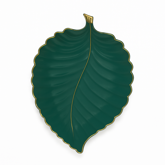 1Pc Leaf Platter Single – Green (Small & Large) | Luxury Ceramic Decorative Serving Tray