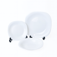 6 Person 18-Piece Pure White Soft Square-Edge Plate Set – Elegant Ceramic Dinnerware Collection