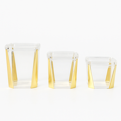 1Pc Acrylic Jar – Small, Medium & Large | Transparent Storage Container with Gold Design