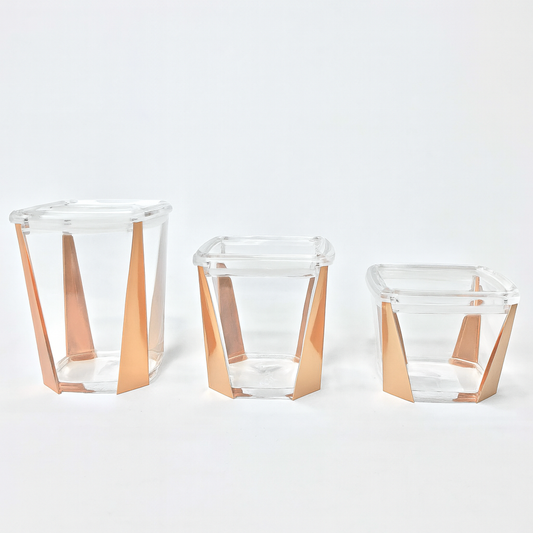 1Pc Acrylic Jar – Small, Medium & Large | Transparent Storage Container with Rose Gold Design