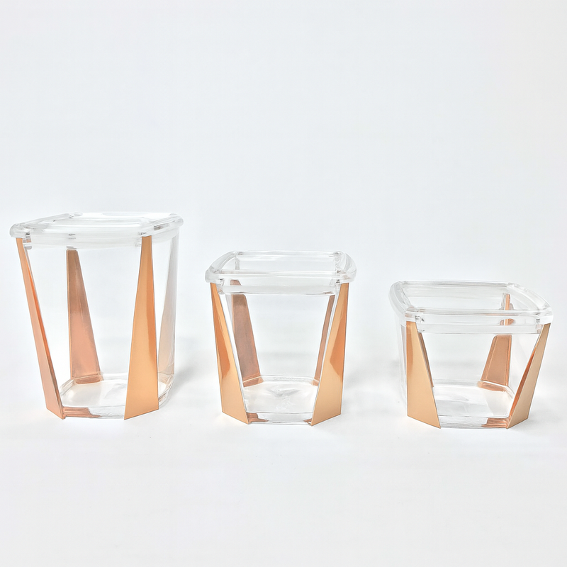 1Pc Acrylic Jar – Small, Medium & Large | Transparent Storage Container with Rose Gold Design - Habitt