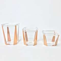 1Pc Acrylic Jar – Small, Medium & Large | Transparent Storage Container with Rose Gold Design