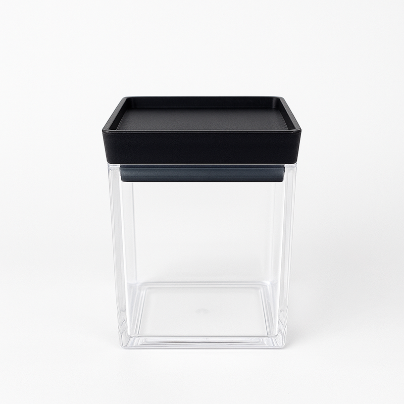 1Pc Acrylic Jar – Small, Medium & Large | Transparent Storage Container with Black Lid - Habitt