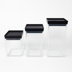 1Pc Acrylic Jar – Small, Medium & Large | Transparent Storage Container with Black Lid