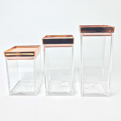 1Pc Acrylic Jar  – Small, Medium & Large | Transparent Storage Container with Rose Gold Lid