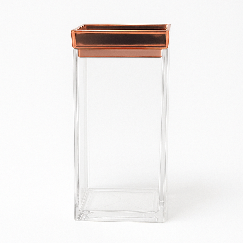 1Pc Acrylic Jar  – Small, Medium & Large | Transparent Storage Container with Rose Gold Lid - Habitt
