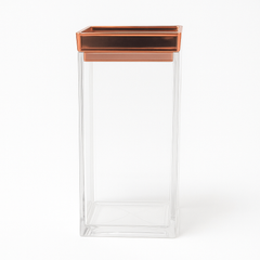 1Pc Acrylic Jar  – Small, Medium & Large | Transparent Storage Container with Rose Gold Lid
