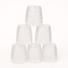 (Pack of 6) Shimmer Acrylic Glass – Premium Diamond-Cut Design Drinking Glasses