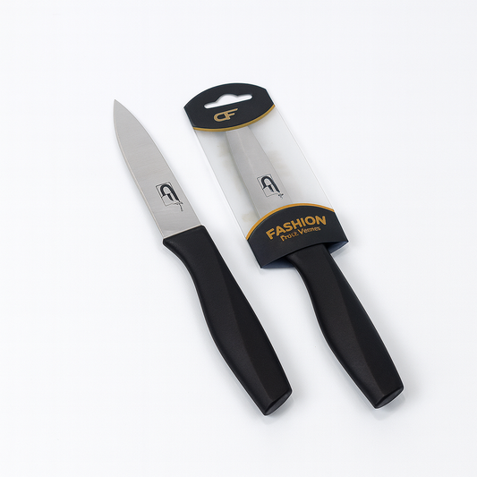 1Pc Stainless Steel Kitchen Knife – Single Piece Multipurpose Knife with Black Handle