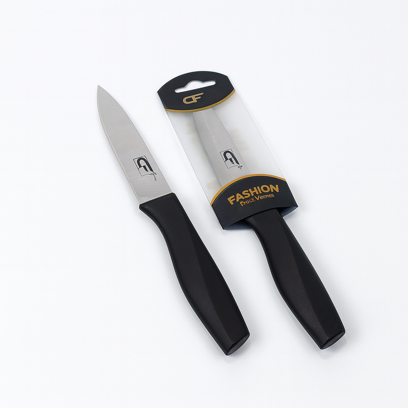 1Pc Stainless Steel Kitchen Knife – Single Piece Multipurpose Knife with Black Handle - Habitt
