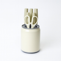 7 Pcs Stainless Steel Knife Set with Modern Block – Available in White, Grey & Black