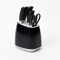 7 Pcs Stainless Steel Knife Set with Modern Block – Available in White & Black