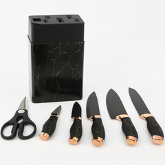 7 Pcs Stainless Steel Knife Set with Storage Block – Black, White & Beige Variants