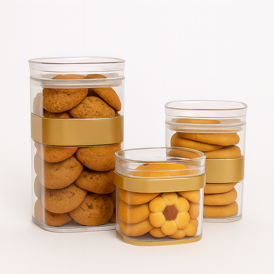Sparkle Acrylic Jar – Premium Transparent Storage Containers with Golden Band