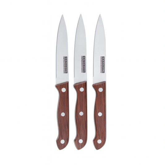 3Pc Stainless Steel Knife Set – Multipurpose Kitchen Knives with Wooden Handle
