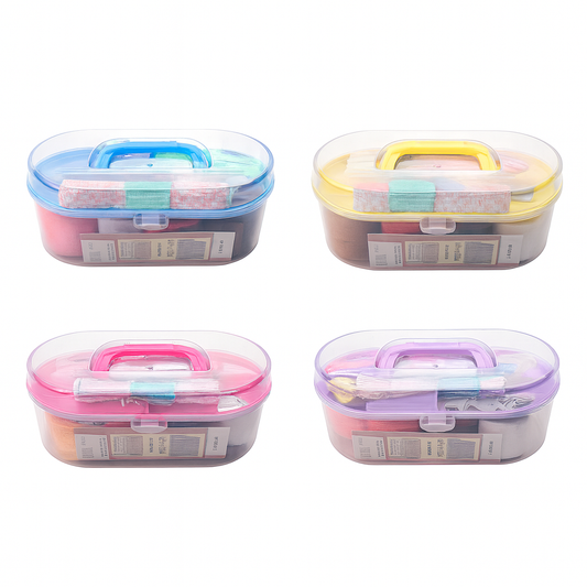 1pc Portable Mini Sewing Box Kit with Threads, Needles & Accessories Assorted – Compact Travel & Home Sewing Set