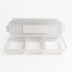 Rectangular Storage Box with 3 Sections – Clear Multipurpose Organizer with Lid