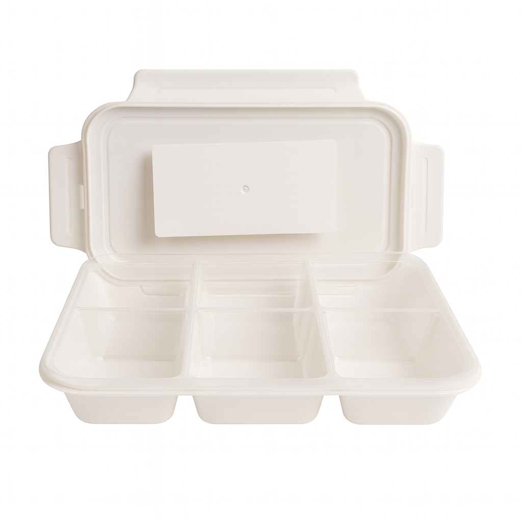 Rectangular Storage Box with 6 Sections – Clear Multipurpose Organizer with Lid
