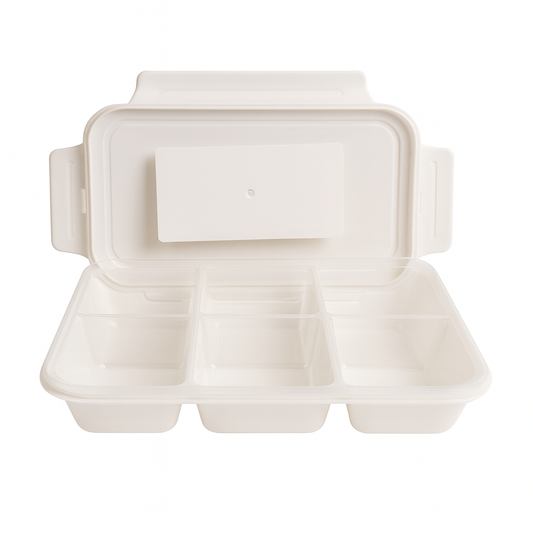 Rectangular Storage Box with 6 Sections – Clear Multipurpose Organizer with Lid