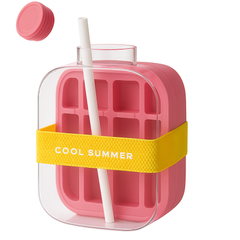 Ice Cube Bottle with Straw – 500ml & 800ml Drink Bottle (Red & Green)