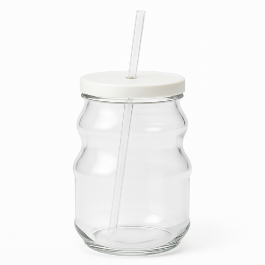 Clear Iced Tea Glass with Lid &amp; Straw – Large Transparent Drinking Jar