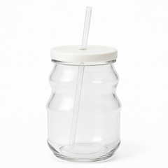 Clear Iced Tea Glass with Lid &amp; Straw – Large Transparent Drinking Jar