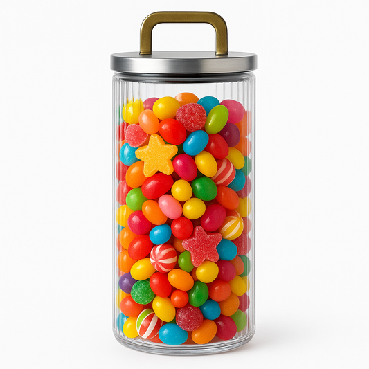 Large Lining Glass Storage Jar with Wooden Handle Lid – Transparent Container
