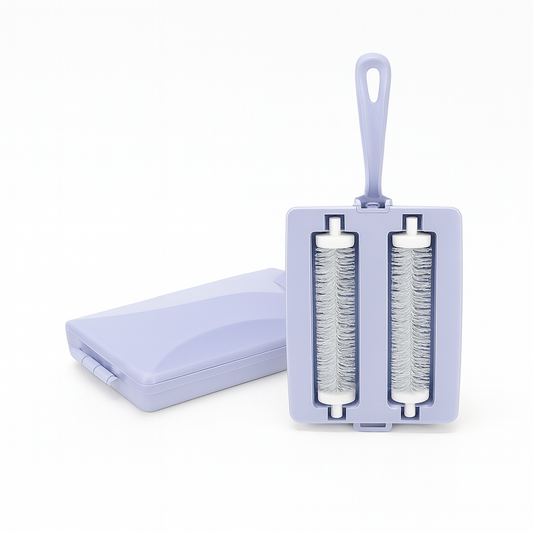 Handled Binary Crumb Brush — Dual Roller Table & Surface Cleaner