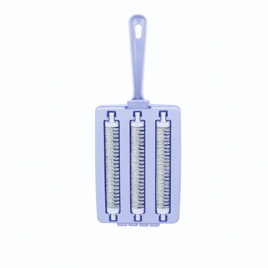 Handled Triple Crumb Brush — 3-Roller Table & Surface Cleaner for Crumbs & Dust