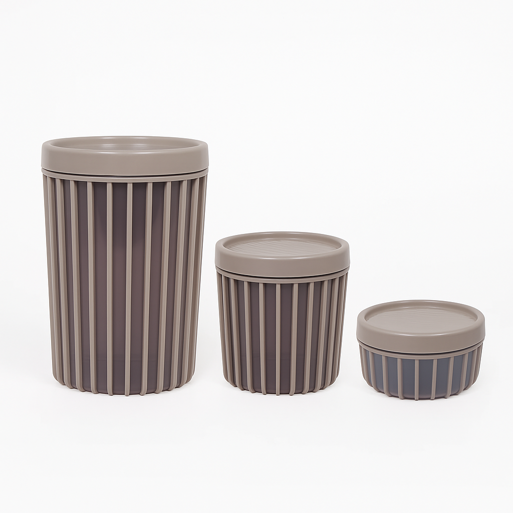 Set of 3 Storage Jars with Lids – Modern Multipurpose Container Set (Green, White, Red, Grey)