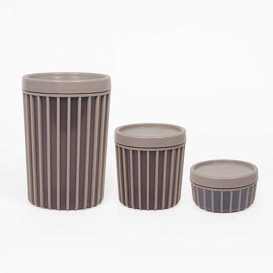 Set of 3 Storage Jars with Lids – Modern Multipurpose Container Set (Green, White, Red, Grey)