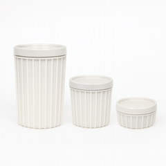 Set of 3 Storage Jars with Lids – Modern Multipurpose Container Set (Green, White, Red, Grey)