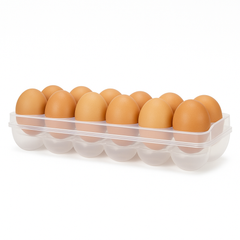 Egg Holder Plastic Refrigerator Storage Box with Lid (12 Eggs)