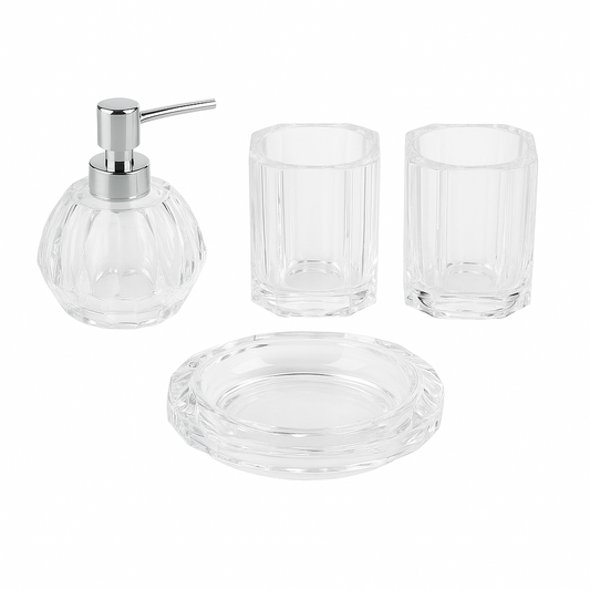 Transparent Pumpkin-Shaped Toiletries Set – 4 Pieces (Acrylic)