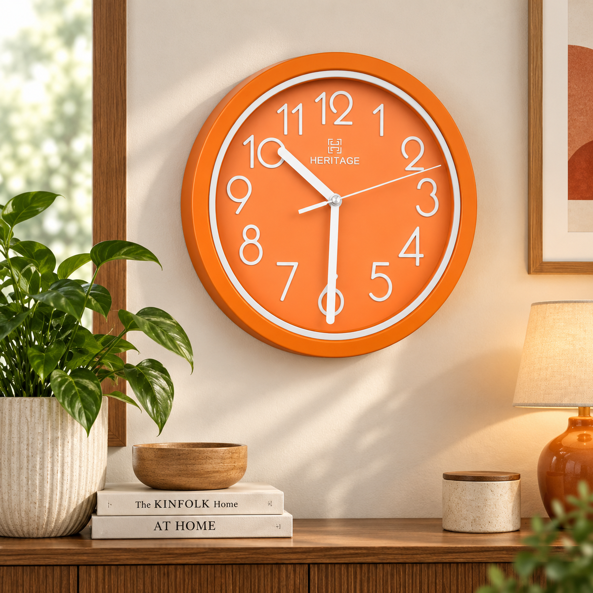 HERITAGE Wall Clock Fantasy CLK-044F – 15" Orange & White