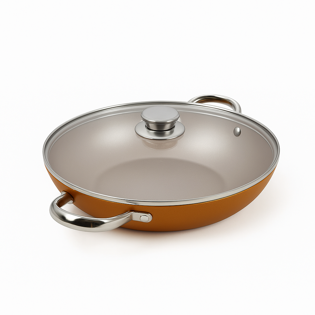 Prestige Ultra 28cm Kadai – Non-Stick Deep Fry Pan with Lid & Stainless Steel Handles