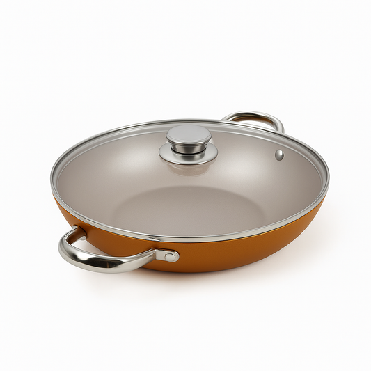 Prestige Ultra 28cm Kadai – Non-Stick Deep Fry Pan with Lid & Stainless Steel Handles