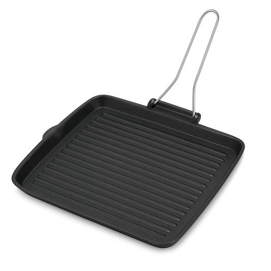 Prestige Cast Iron Grill Pan – Heavy-Duty Square Grill Pan for Indoor & Outdoor Cooking