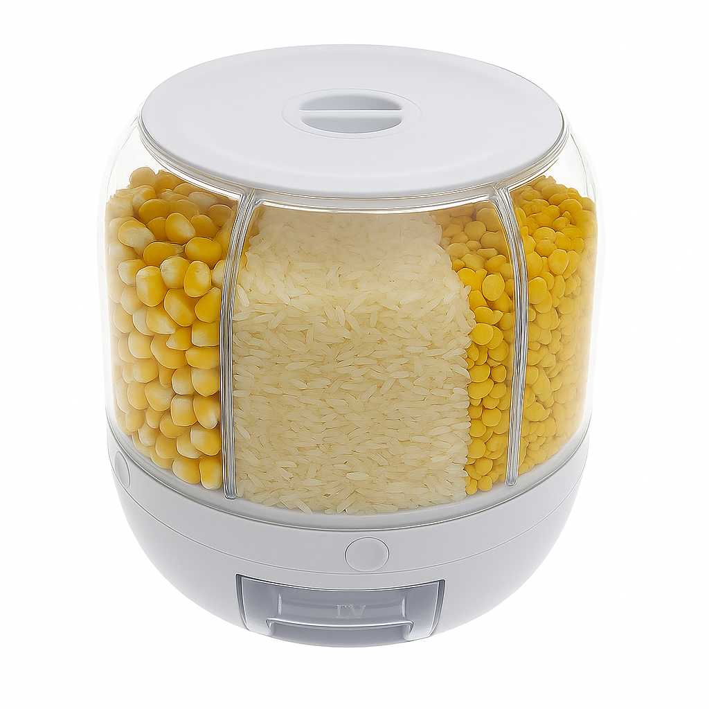 Rotating Rice Dispenser – 5kg Capacity Grain Storage Container