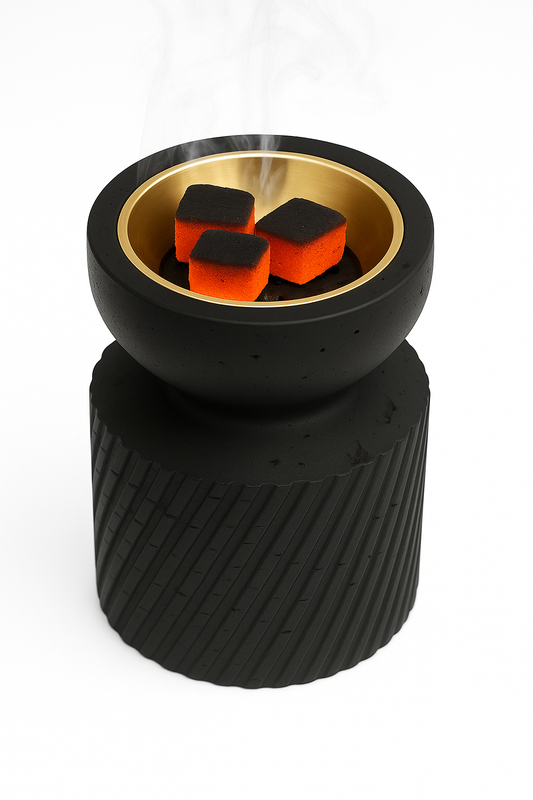 Textured Black Incense Burner with Gold Bowl – Modern Design