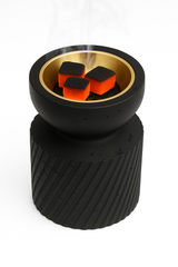 Textured Black Incense Burner with Gold Bowl – Modern Design