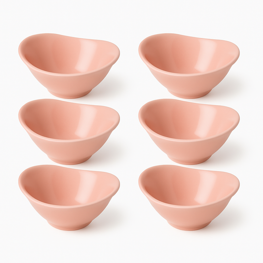 6PCS Solecasa Pink Ceramic Bowl Set – Stylish Small Bowls for Snacks, Sauces & Sides