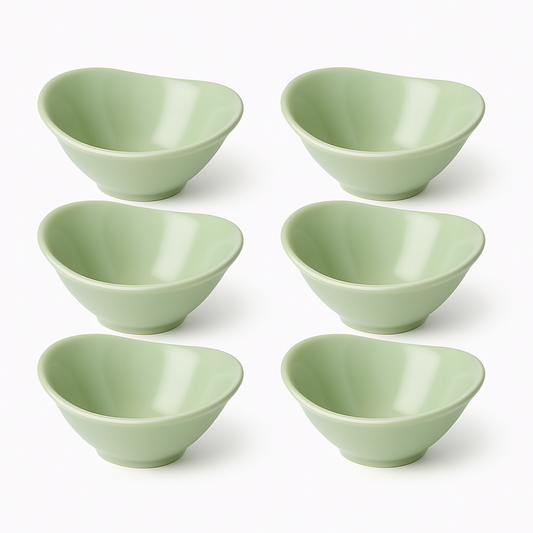6PCS Solecasa Green Ceramic Bowl Set – Small Snack & Dessert Bowls for Everyday Use