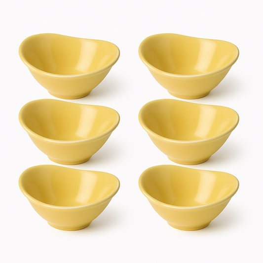 6PCS Solecasa Yellow Ceramic Bowl Set – Modern Snack & Side Bowls for Everyday Use