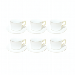 6 Pcs 220ML White Porcelain Tea & Coffee Cup with Saucer | Minimalist Elegant Design