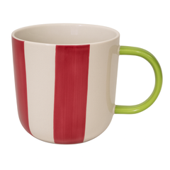 480ML Striped Ceramic Mug – Yellow, Green, or Red Variant with Dual Tone Handle